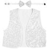 Adult Unisex SEQUIN BOW TIE & VEST Dance Costume Party Sparkle Set in Silver