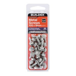 Buildex 10G x 16mm Class 4 Metal TEKS Screws - 25 Pack