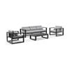 Santorini 3+1+1 Aluminium Lounge Setting Charcoal With Coffee Table & Olefin Light Grey Cushions