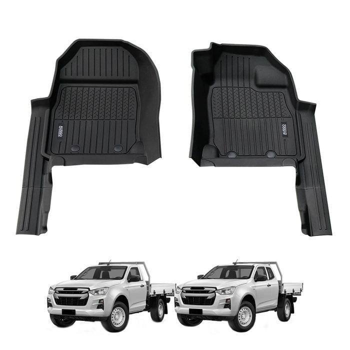 AUSGO 7D Injection Car Floor Mats for ISUZU D-MAX DMAX Single / Extra Cab 2020-Onwards All-Weather Floor Liners