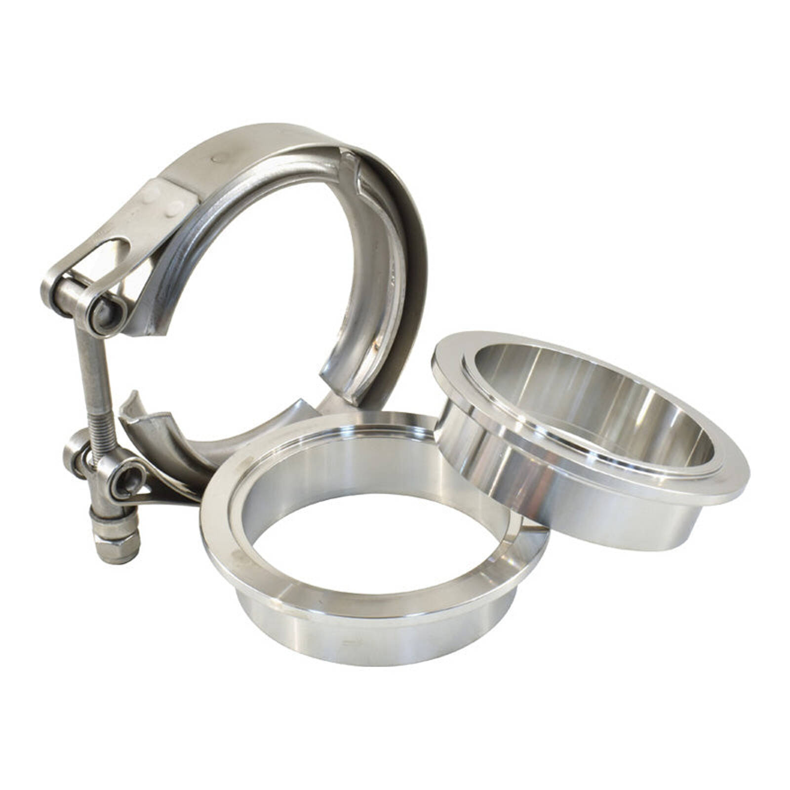 PG POWERGO MOTORSPORT 2.5" V-Band Clamp Kit With Flanges – 304 Stainless Steel For Exhaust