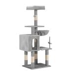 Petzly Cat Tree Tower Scratching Post Scratcher Condo 125cm Beige/Dark Grey/Grey