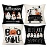 Catzon 4 Pcs Scary Throw Pillow Covers Linen Cushion Case for Decor 40X40cm