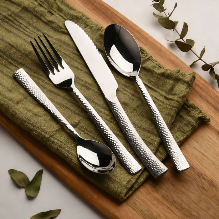 Sherwood Artisan 24 Piece Hammered Stainless Steel Cutlery Dinner Set Knife/fork/spoon