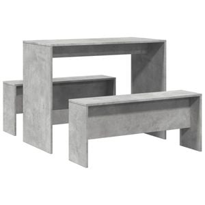 vidaXL Dining Table and Bench Set Dining Set 3 Piece Grey