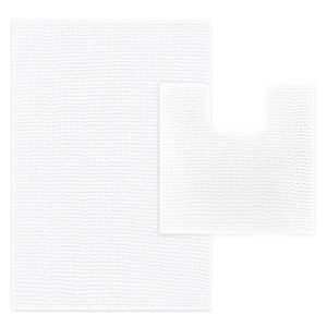 LINENOVA 2 Pcs Bathroom Mat + Toilet Root Mat Set - White
