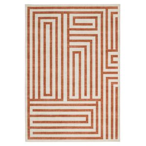 Loopsie-290cm X 200cm-pahoa Orange Terracotta Geometric Washable Rug