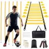 Soccer Training Equipment Set, 6.5ft Speed Agility Poles with Ground Stakes, 6m Agility Ladder, 12 Disc Cones & Jump Rope, Profe