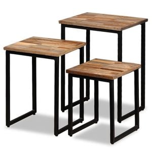 vidaXL 3 Piece Nesting Coffee Table Set Solid Reclaimed Teak Couch Living Room