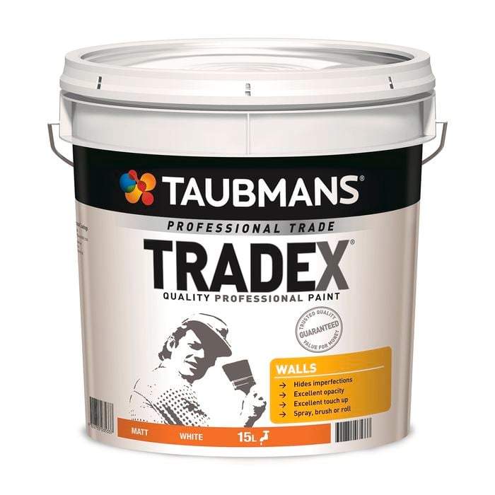 Taubmans 15L White Matt Tradex Interior Wall Paint