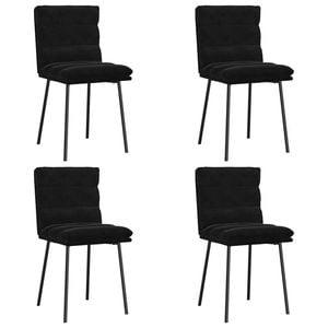 vidaXL Channel Tufted Dining Chairs 4 pcs Black Velvet Metal Legs 45 x 54 x 83 cm