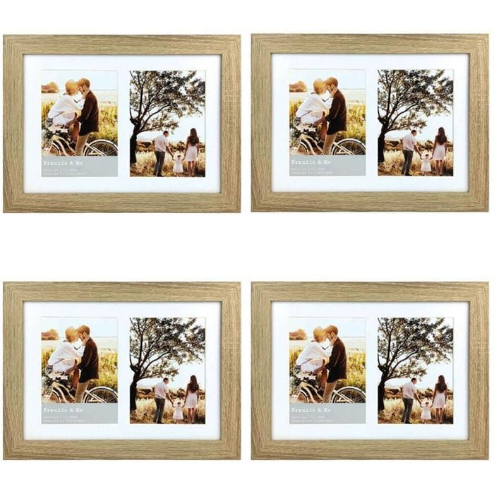 4PK Frankie & Me Wooden Collage 5x7'' Double Picture Frame Home/Office Decor Oak