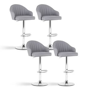 Artiss Bar Stools 4x Gas Lift Leather Shell Grey