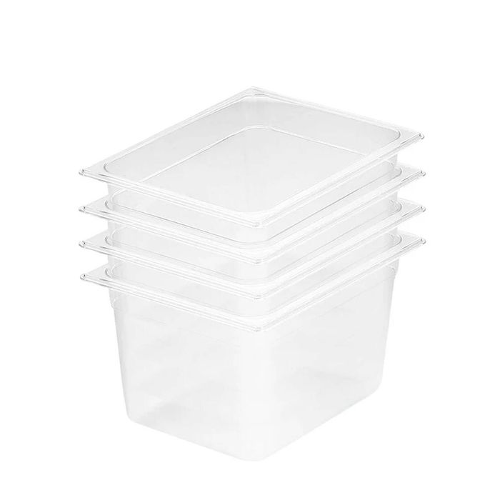 SOGA 1/2 GN Polycarbonate Food Pan 200mm Clear 4 Pack