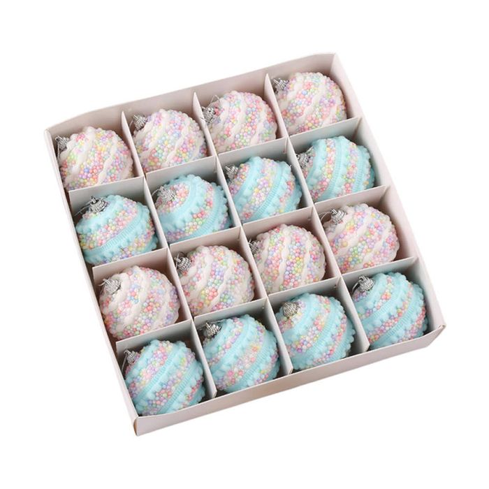 Catzon 16 Pcs Candy Christmas Ornaments 6CM Pastel Macaron Shatterproof Foam Ball for Holiday-Set5