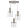 Telbix Mika Modern Pendant Hanging Lamp Light Metal Glass Grey Clear Satin