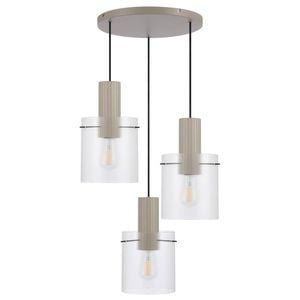 Telbix Mika Modern Pendant Hanging Lamp Light Metal Glass Grey Clear Satin