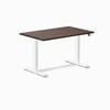 Desky Dual Dark Walnut Rubberwood Sit Stand Desk 120x75cm White Frame Leg