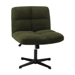 Oikiture  Armless Office Desk Chair  Boucle Green