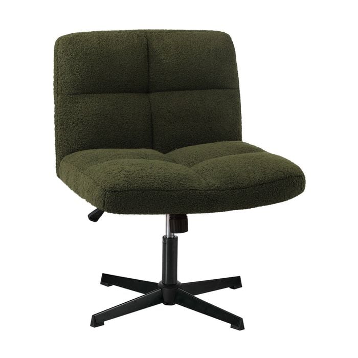 Oikiture  Armless Office Desk Chair  Boucle Green