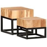 vidaXL 2x Solid Acacia Wood Side Table Accent Furniture Sofa Coffee Stand