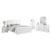 5 Pieces Bedroom Suite in Solid Wood & MDF King Size White Colour Bed, Bedside Table, Dresser & Tallboy