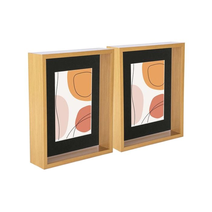 Nicola Spring 3D Deep Box Photo Frames - 8 x 10" with 5 x 7" Mount - Light Wood - Pack of 2