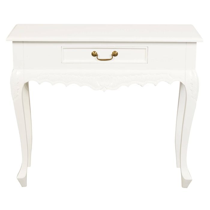Jepara 1 Drawer Carved Sofa/Hall Table (White)