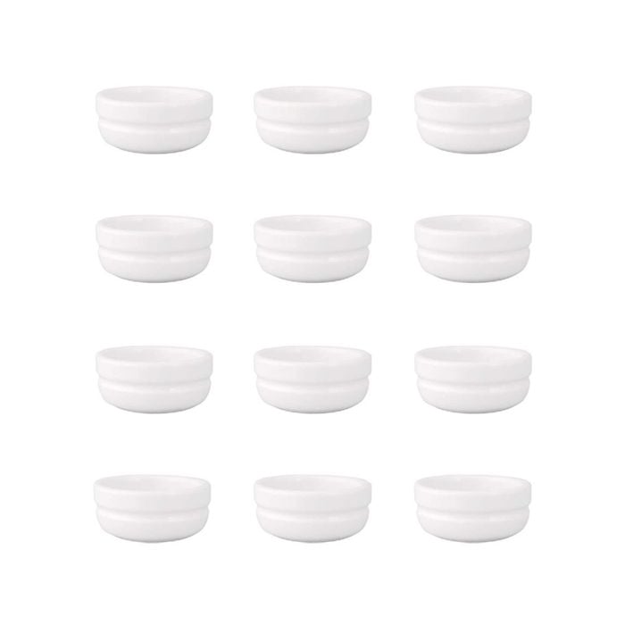 Chef Inox Vitroceram 60mm White Porcelain Butter Crock - Set 12