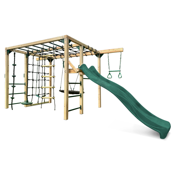 Lifespan Kids Orangutan Timber Swing Set Jungle Gym Play Centre With 2.2m Green Slide