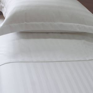 Jason Commercial King Bed Easy Care Satin Stripe Flat/Top Sheet 290x285cm White