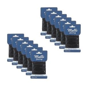 12pk Malli Sewing Soft Elastic Band Flexible Diy Sewing Cord 15mm X 2.5m Asstd