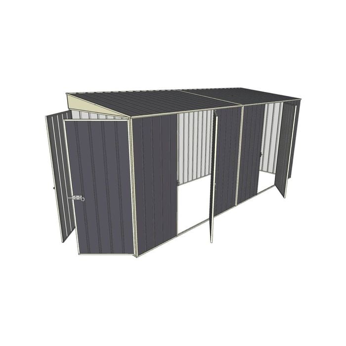 Build-a-Shed 1.5 x 4.5 x 2m Dual Single Hinged Side Door Skillion Shed - Grey