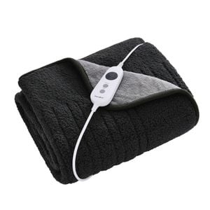 Dreamaker Eve Reversible Sherpa & Coral Fleece Electric Heated Throw Blanket Charcoal & Silver 200 X 180cm | Overheat Protection