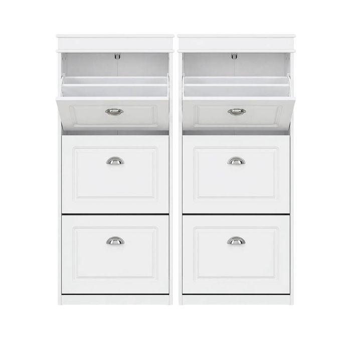 2x 3 Tier Artiss Shoe Storage Rack Cabinet White