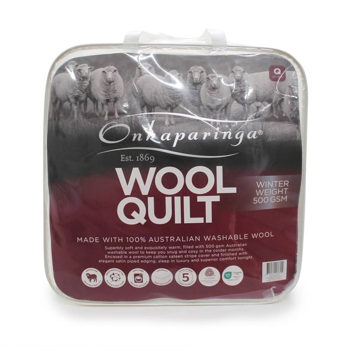 Onkaparinga 100% Wool Quilt Winter Weight Cover 500GSM Doona Single King