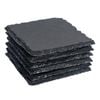 Argon Tableware 10cm Square Slate Coasters - Set Of 6 Drink Coasters Stone Natural Slate Drink Placemats Mug Glass Cup Mats