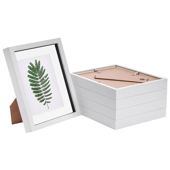 Nicola Spring 8" X 10" White 3d Box Photo Frames - 5" X 7" Mount - Pack Of 5