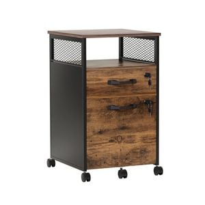 Artiss Filing Cabinet 2 Drawer Rustic Brown
