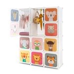 Costway 12-Cube Wardrobe Kids DIY Armoire Clothes Closet White