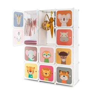 Costway 12-Cube Wardrobe Kids DIY Armoire Clothes Closet White