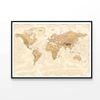 Vintage Physical World Map  Print 100% Australian Made 120x90cm  (Poster)