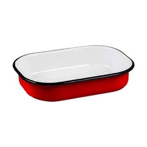 Urban Style Enamelware Multipurpose 21cm Rectangle Tray Dish w/ Black Rim Red