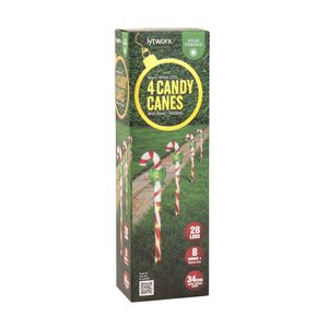 Lytworx Solar Candy Canes With Bows - 4 Pack