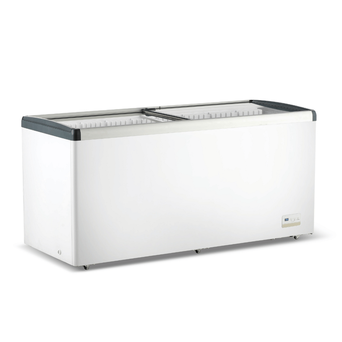 Thermaster586L Chest Freezer with Flat Glass Sliding Lids