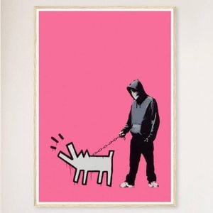 Galrie Banksy Choose Your Weapon Bright Pink Poster Print 2010 - Edgy Art Collection, Wood Frame, A3 30 x 42cm (12 x 16inch)