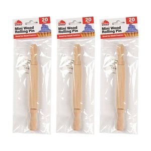 3PK Culinary Kitchen Wooden Rolling Pin W/ Handles Pastry Baking Tool 20cm