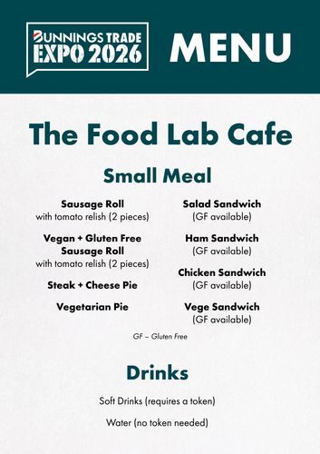 Trade Expo Wellington Menu