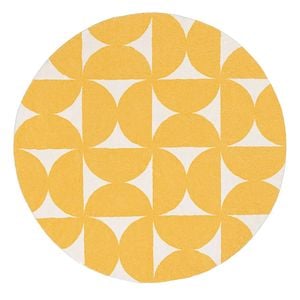 Loopsie-240cm X 240cm-zaki Yellow And Ivory Geometric Washable Round Rug