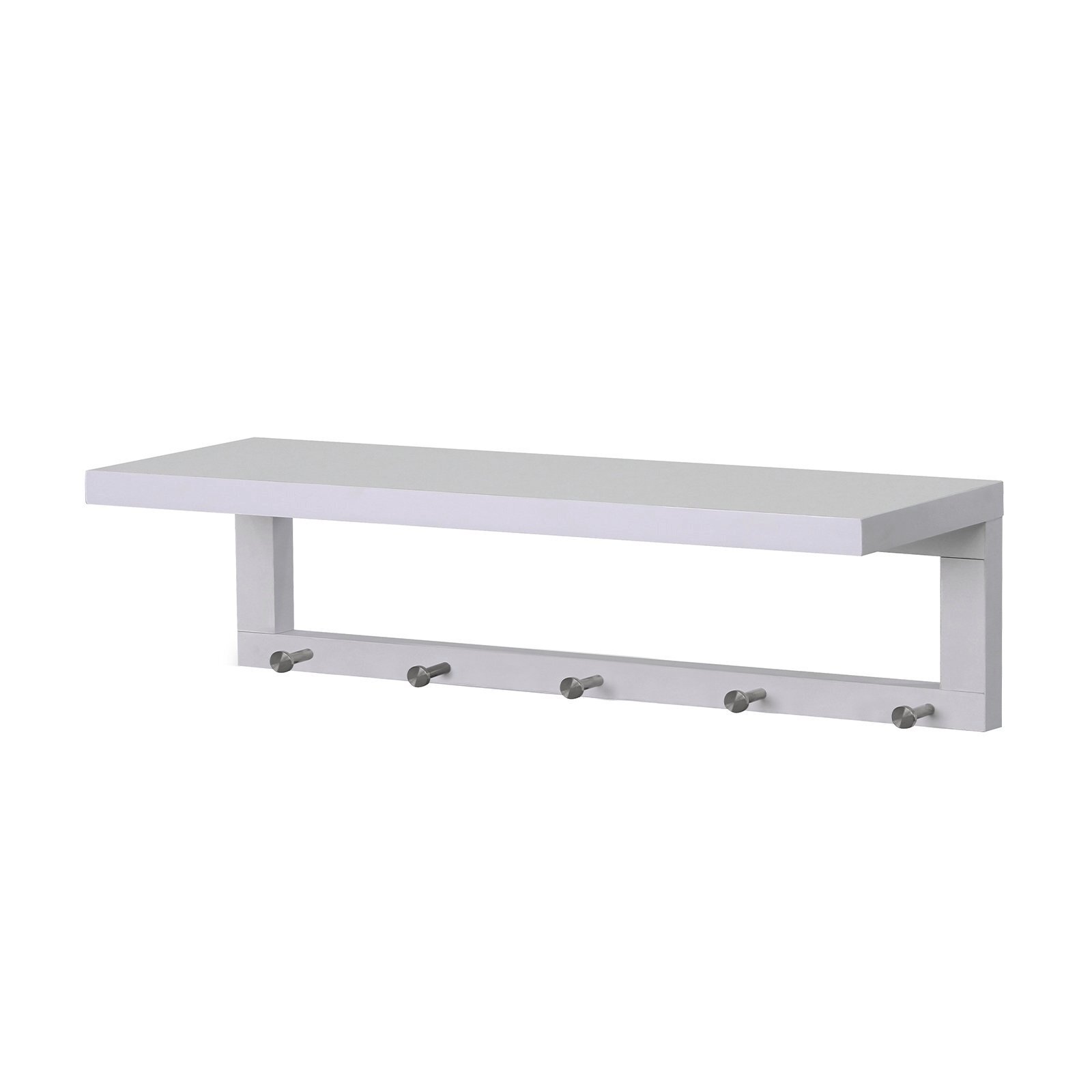 Flexi Storage 760 x 200 x 210mm White Coat Shelf with Hooks